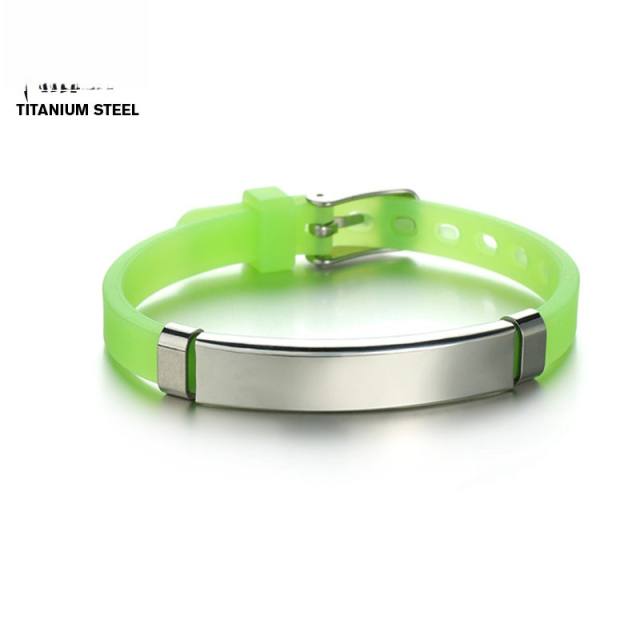 Sweet summer candy color Silica gel bracelet stainless steel bar engrave letter bracelet