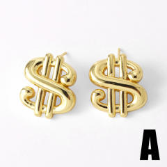Chunky real gold plated copper geometric earrings
