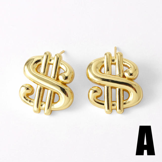 Chunky real gold plated copper geometric earrings