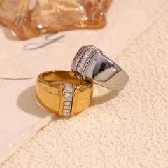 18KG chunky cubic zircon stainless steel rings