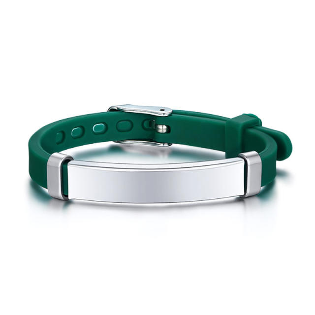 Sweet summer candy color Silica gel bracelet stainless steel bar engrave letter bracelet
