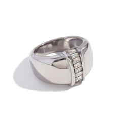 18KG chunky cubic zircon stainless steel rings