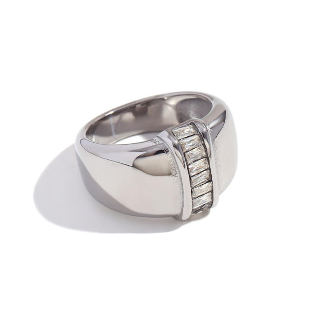 18KG chunky cubic zircon stainless steel rings
