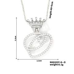 Delicate hiphop diamond initial letter pendant copper necklace