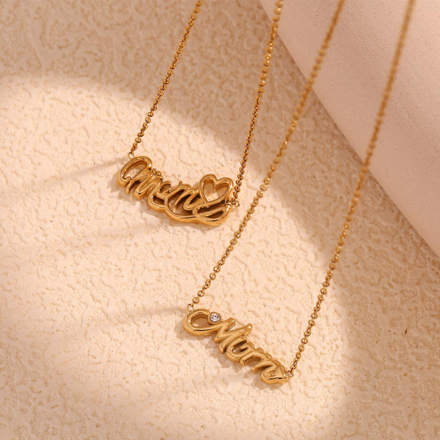 18KG dainty mama letter stainless steel necklace