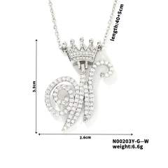 Delicate hiphop diamond initial letter pendant copper necklace