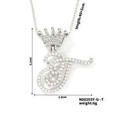 Delicate hiphop diamond initial letter pendant copper necklace