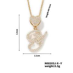 Hiphop diamond heart initial letter pendant copper necklace