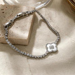 Korean fashion clover tennis chain bracelet