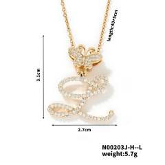Delicate hiphop butterfly initial letter pendant copper necklace