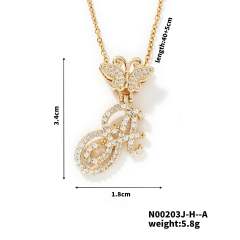 Delicate hiphop butterfly initial letter pendant copper necklace