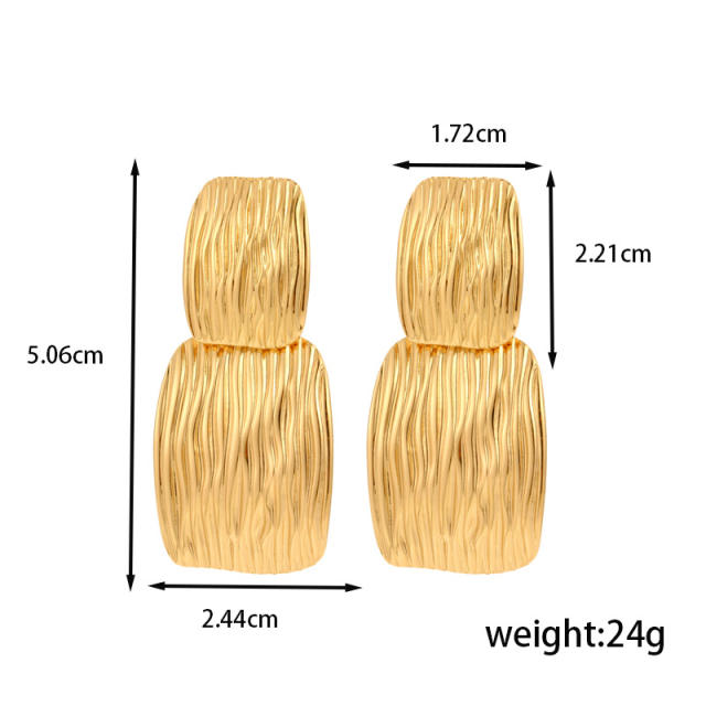 Gold color chunky flower geometric stainless steel dangle earrings collection