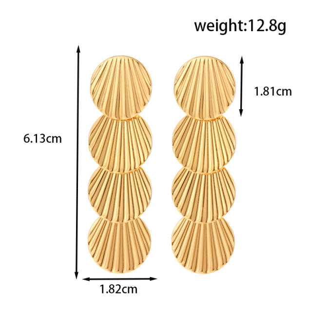 Gold color chunky flower geometric stainless steel dangle earrings collection