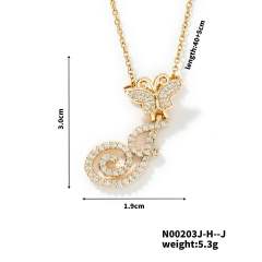 Delicate hiphop butterfly initial letter pendant copper necklace