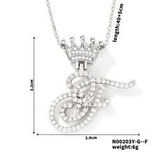 Delicate hiphop diamond initial letter pendant copper necklace