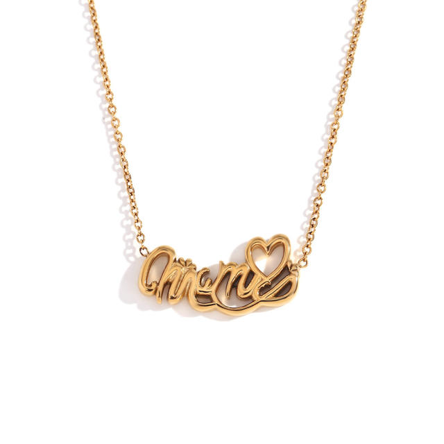 18KG dainty mama letter stainless steel necklace