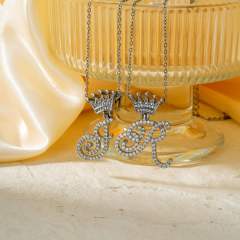 Delicate hiphop diamond initial letter pendant copper necklace