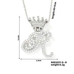 Delicate hiphop diamond initial letter pendant copper necklace