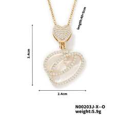 Hiphop diamond heart initial letter pendant copper necklace