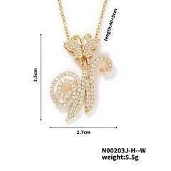Delicate hiphop butterfly initial letter pendant copper necklace