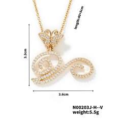 Delicate hiphop butterfly initial letter pendant copper necklace