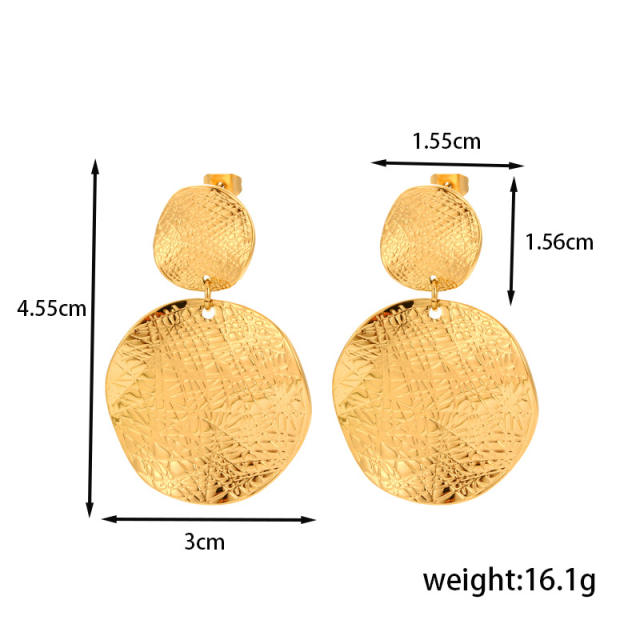 Gold color chunky flower geometric stainless steel dangle earrings collection