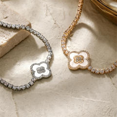 Korean fashion clover tennis chain bracelet