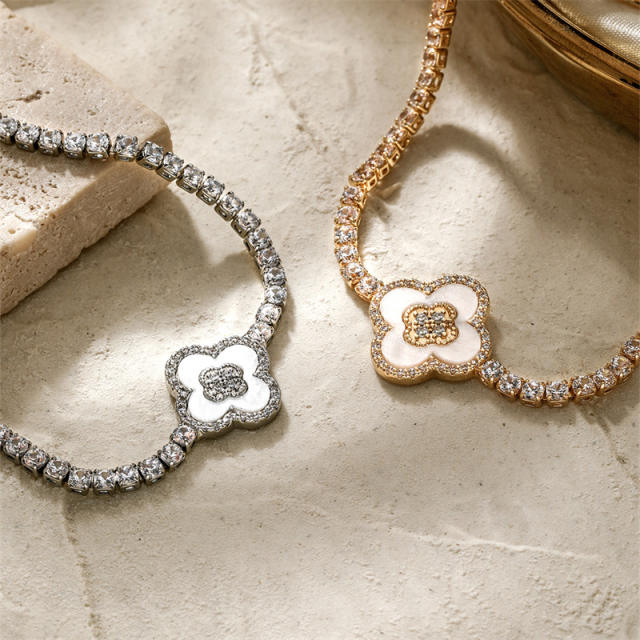 Korean fashion clover tennis chain bracelet