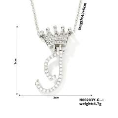 Delicate hiphop diamond initial letter pendant copper necklace