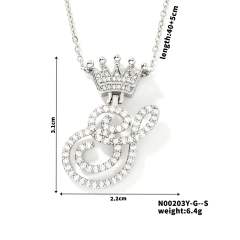 Delicate hiphop diamond initial letter pendant copper necklace