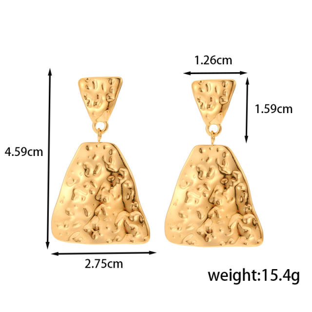 Gold color chunky flower geometric stainless steel dangle earrings collection