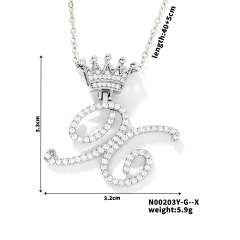 Delicate hiphop diamond initial letter pendant copper necklace