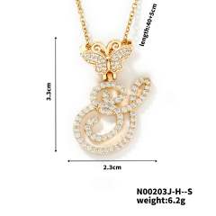 Delicate hiphop butterfly initial letter pendant copper necklace