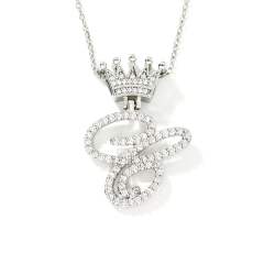 Delicate hiphop diamond initial letter pendant copper necklace