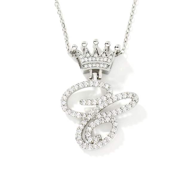 Delicate hiphop diamond initial letter pendant copper necklace