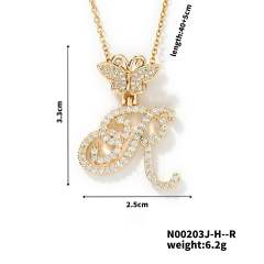 Delicate hiphop butterfly initial letter pendant copper necklace