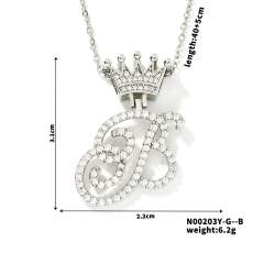 Delicate hiphop diamond initial letter pendant copper necklace