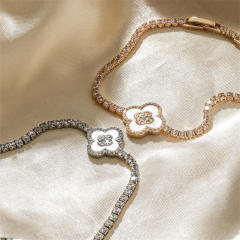 Korean fashion clover tennis chain bracelet