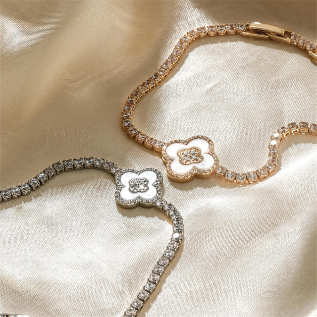 Korean fashion clover tennis chain bracelet