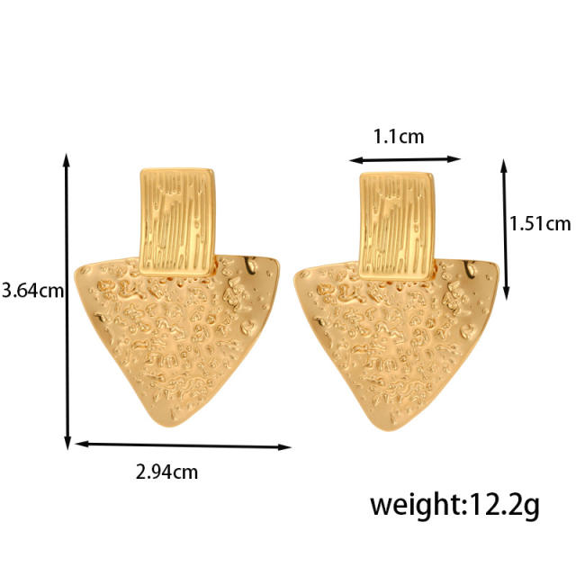 Gold color chunky flower geometric stainless steel dangle earrings collection