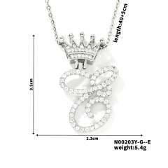 Delicate hiphop diamond initial letter pendant copper necklace