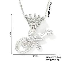 Delicate hiphop diamond initial letter pendant copper necklace