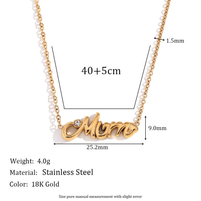 18KG dainty mama letter stainless steel necklace