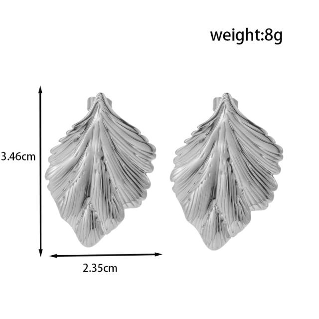 Silver color triangle button design stainless steel studs earrings collection