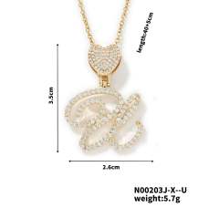 Hiphop diamond heart initial letter pendant copper necklace
