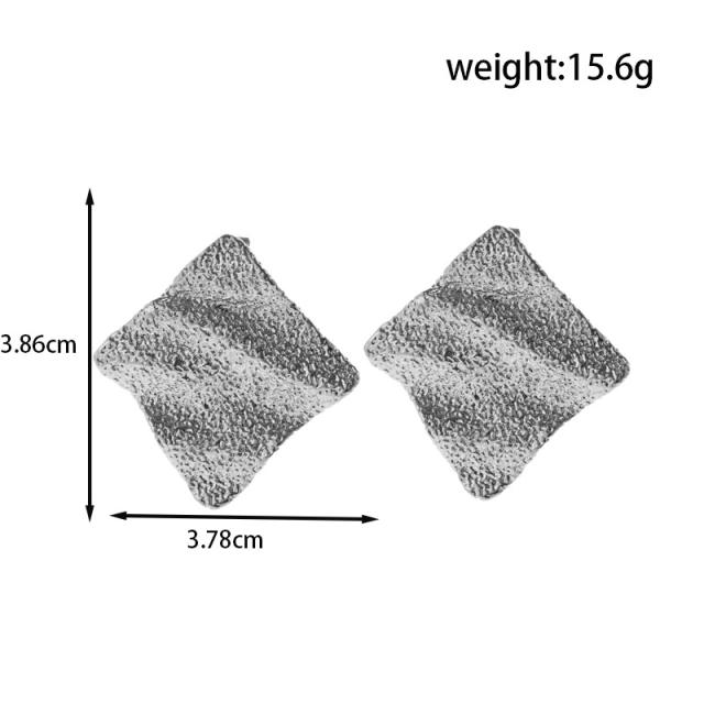 Silver color triangle button design stainless steel studs earrings collection