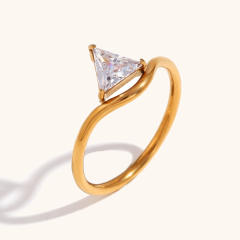 18KG concise diamond stainless steel rings