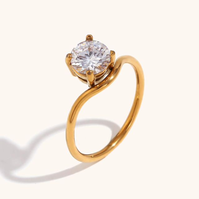 18KG concise diamond stainless steel rings