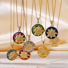 Dainty colorful glass crystal pendant evil eye necklace