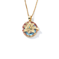 Dainty colorful glass crystal pendant evil eye necklace